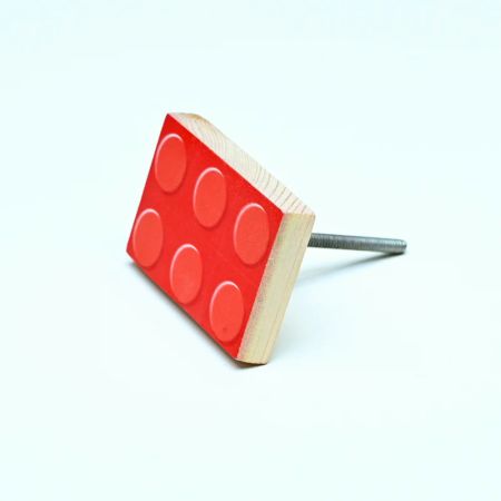 Handicraft Pine Wood LEGO-Inspired Knob for Kids Furniture